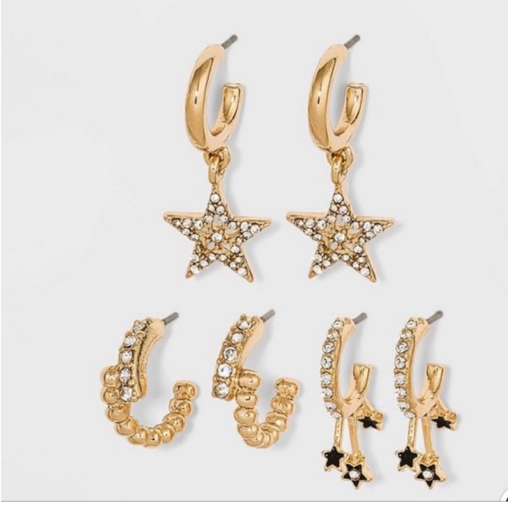 Sugarfix By Baublebar Charm Huggie Hoop Earring Set - 3 Pair - New